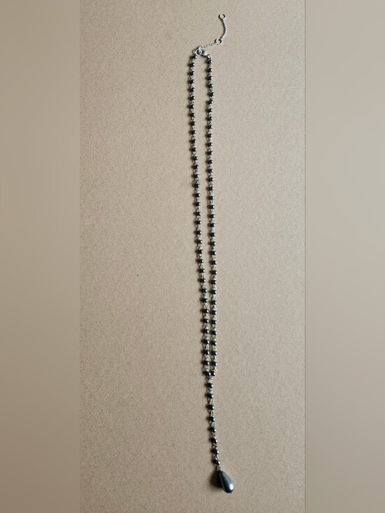 Camille collection Jewelry - Silver Beaded Drop Y Necklace - Women Jewelry